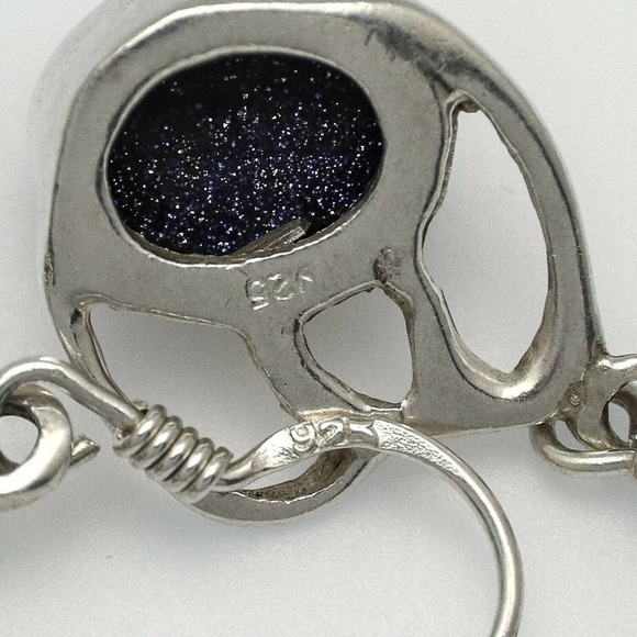 Vintage Silver and Blue Boho Earrings - Picture 4 of 5